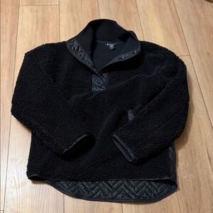 Black Sherpa Pullover with Quilted Accents